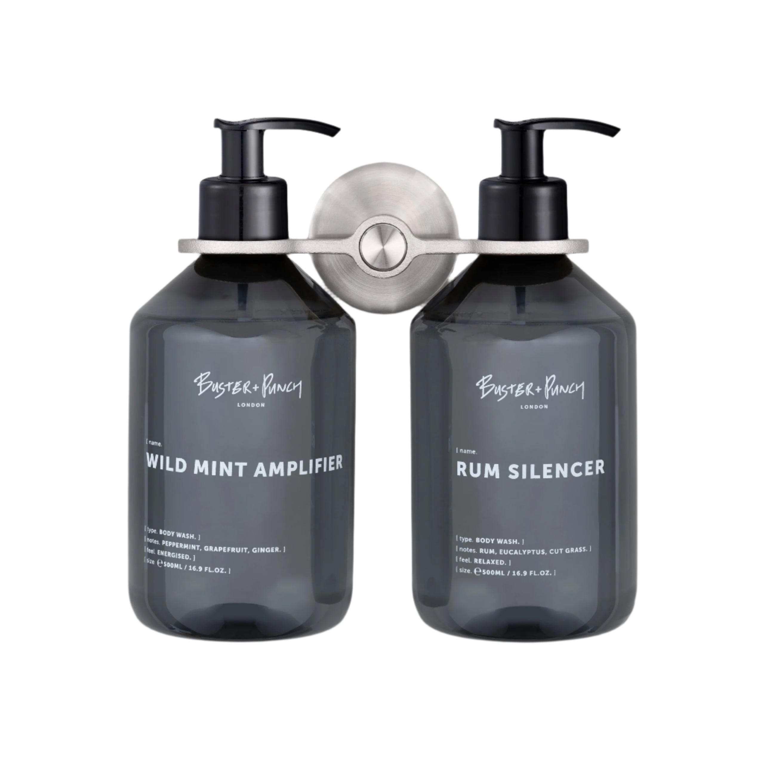 Buster and Punch Double Soap Bottle Holder Cast Steel