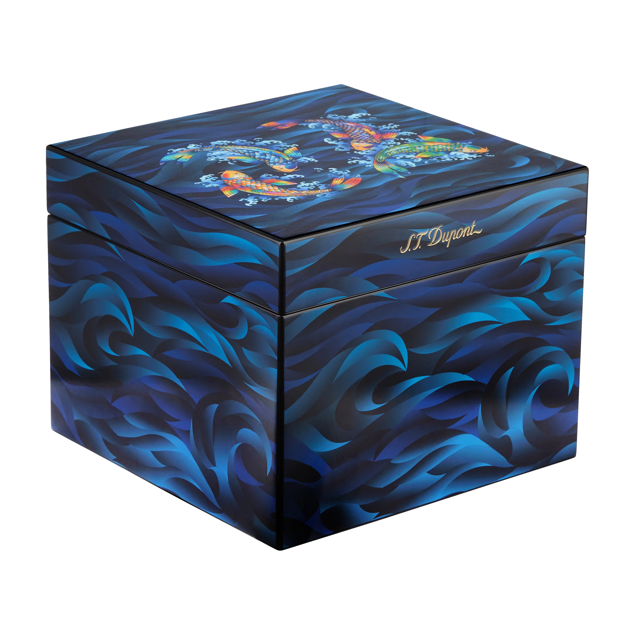 S.T. Dupont Humidor 60 Cigars Blue Koi Fish