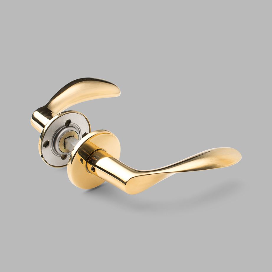 d Line Lever Handle AJ97 Small Brass by Arne Jacobsen