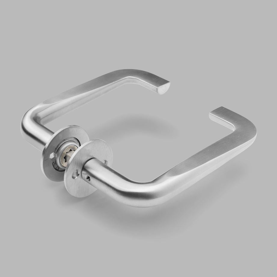 d line Cubo Cut Door Lever Handle Satin