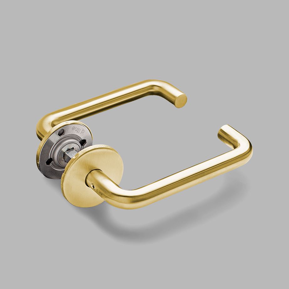 d line Door Lever Handle U Brass