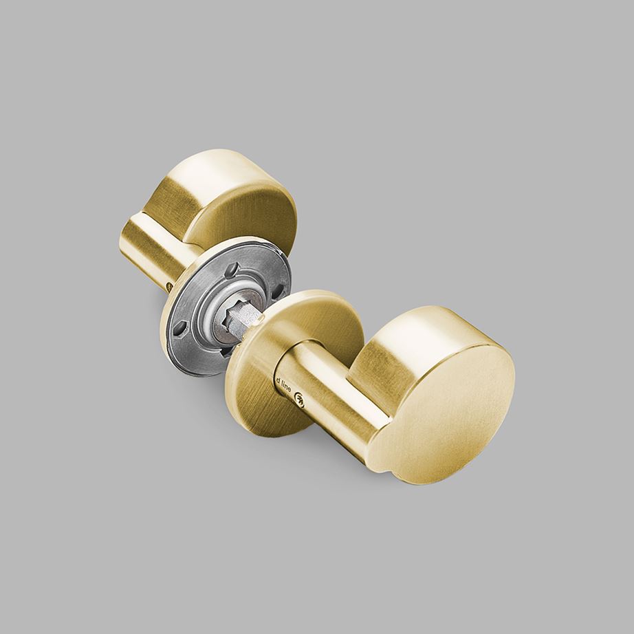 d line Offset Knob Door Lever Handle Brass