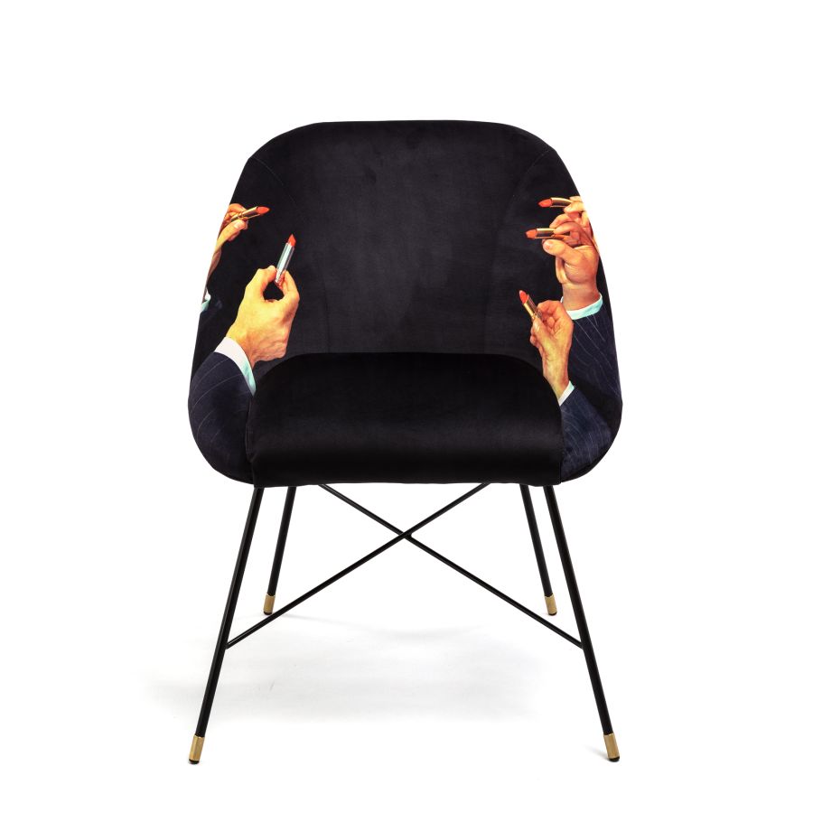 Seletti ToiletPaper Padded Chair Lipsticks Black