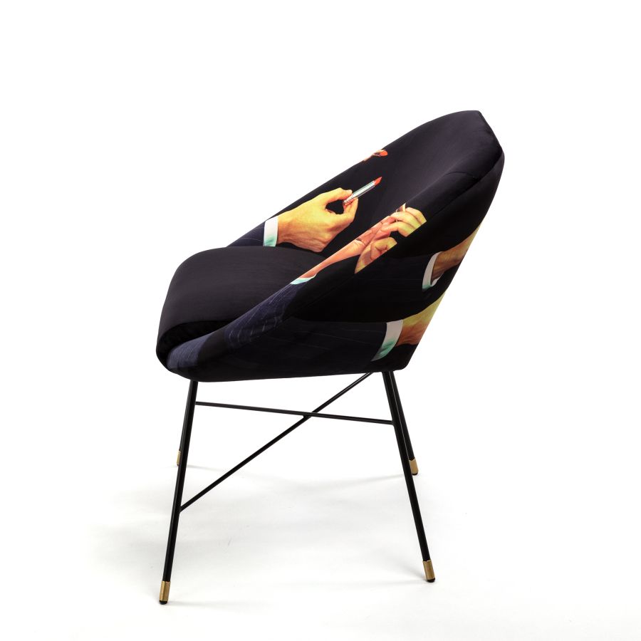 Seletti ToiletPaper Padded Chair Lipsticks Black