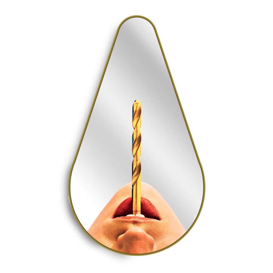 Seletti Mirror Gold Frame Pear Drill