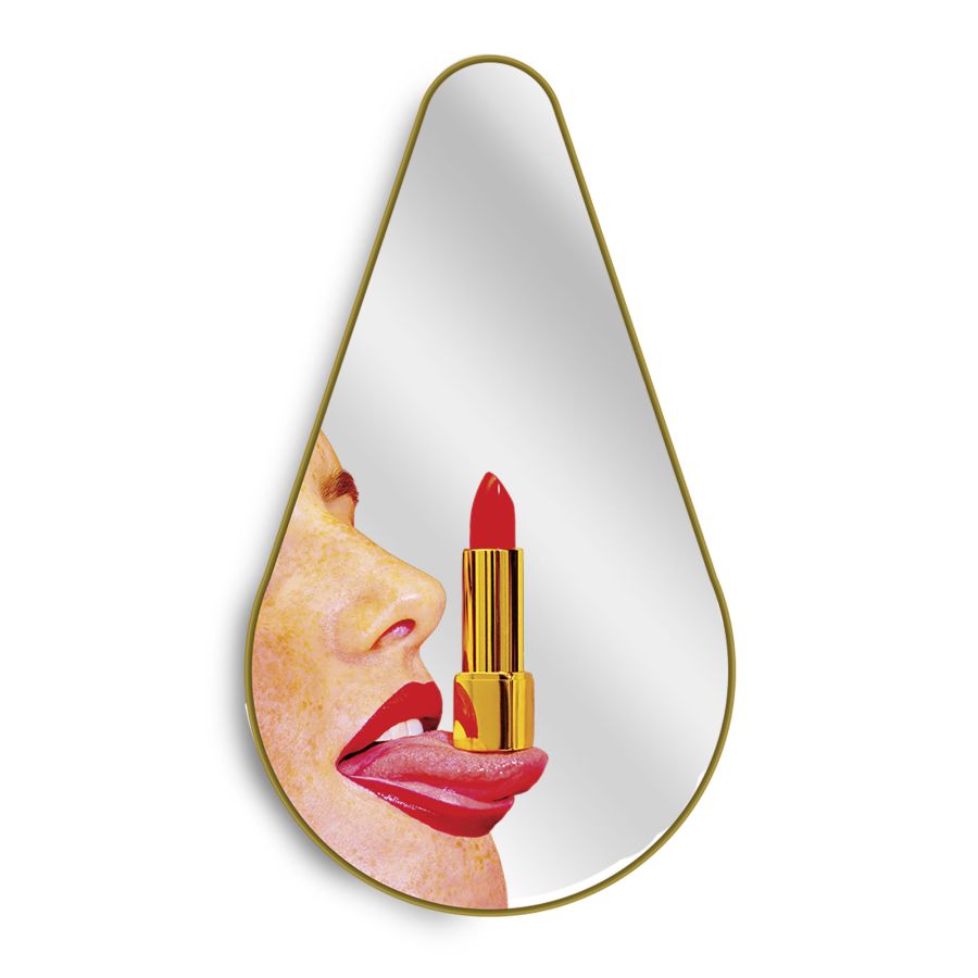 Seletti Mirror Gold Frame Pear Tongue