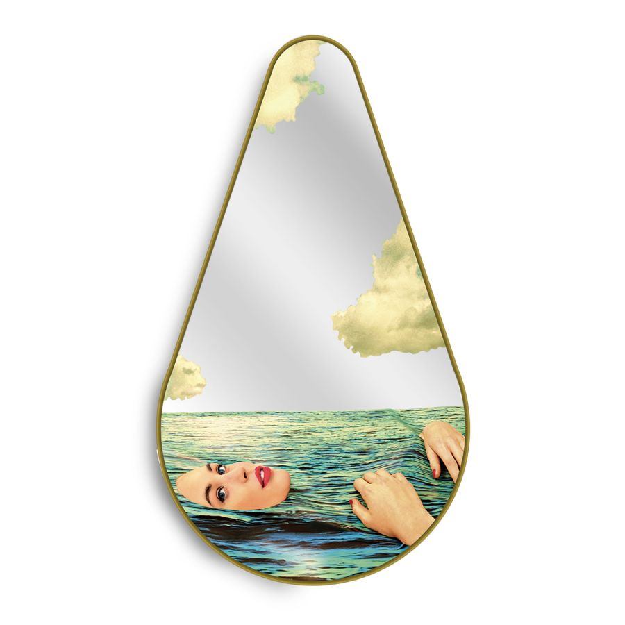 Seletti Mirror Gold Frame Pear Sea Girl