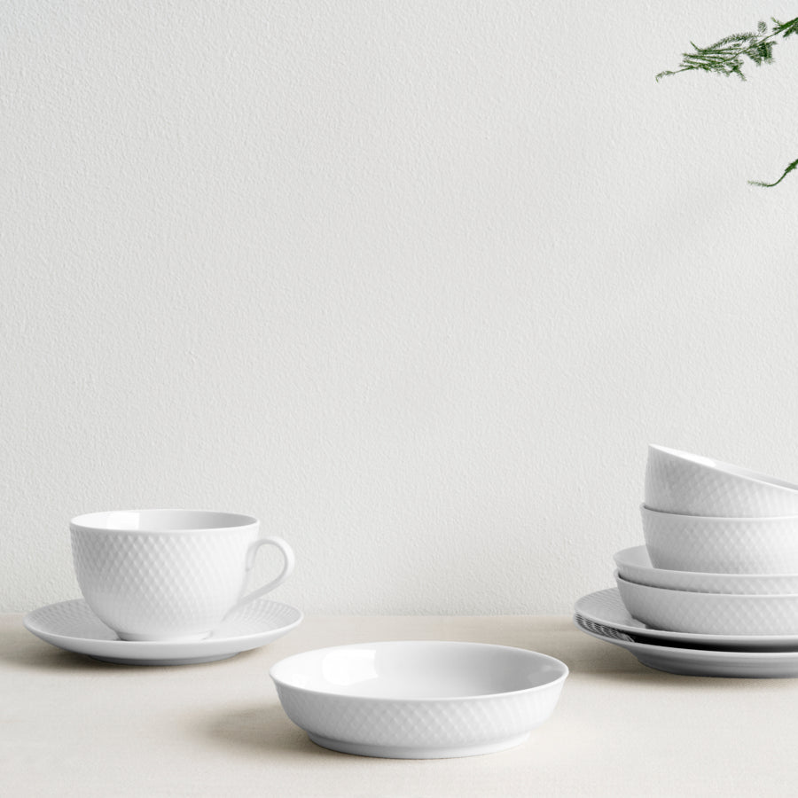Lyngby Porcelaen RHOMBE Tea Cup with Saucer 24cl