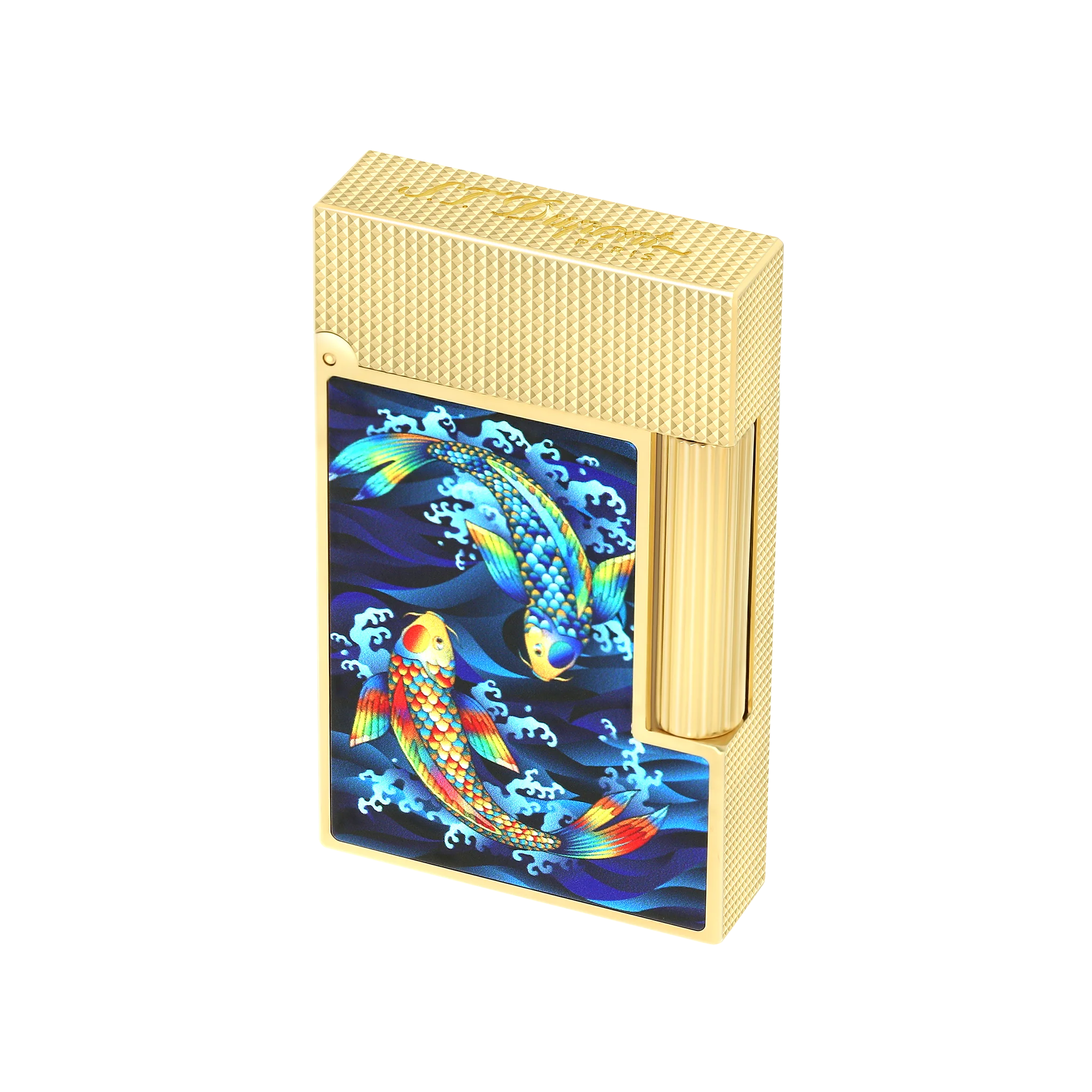 S.T. Dupont Ligne 2 Lacquered Lighter Blue Koi Fish