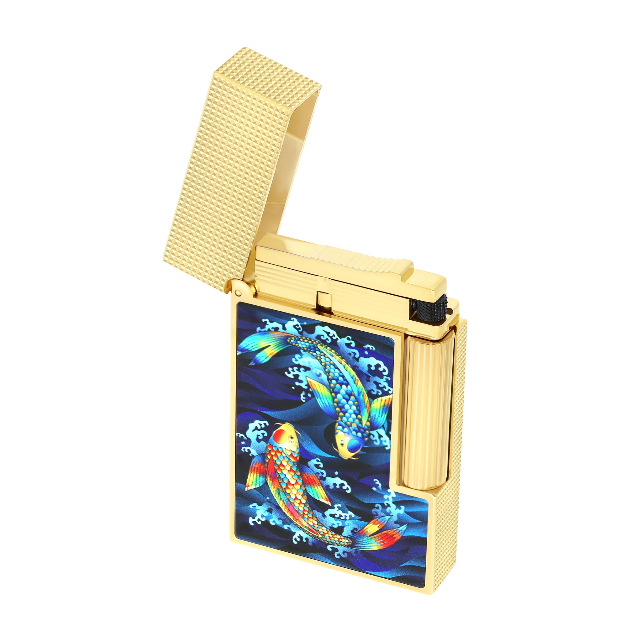 S.T. Dupont Ligne 2 Lacquered Lighter Blue Koi Fish