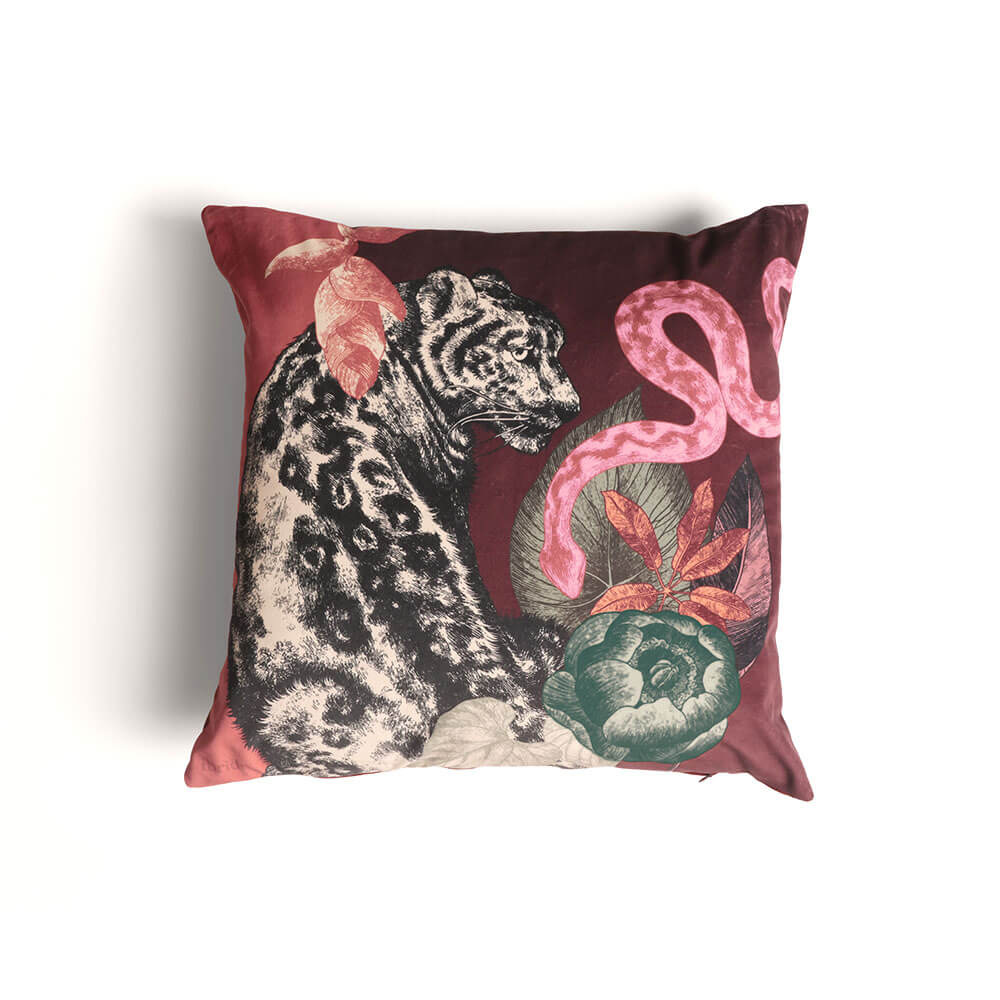 ibride Boucan Panther Velvet Cushion 50cm