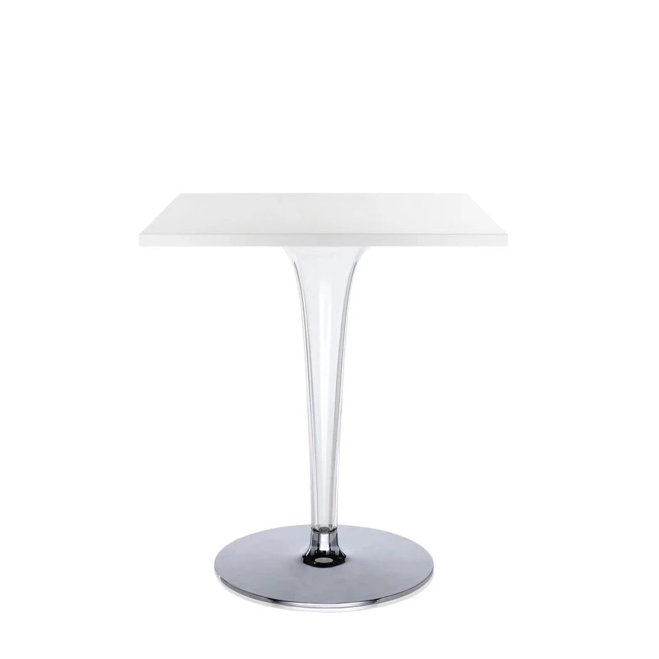 Kartell Top Top Square Cafe Table Clear Leg by Philippe Starck