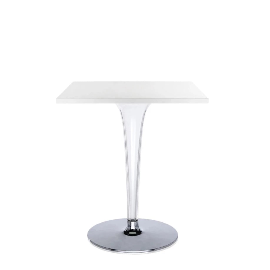 Kartell Top Top Square Cafe Table Clear Leg Round Base Outdoor