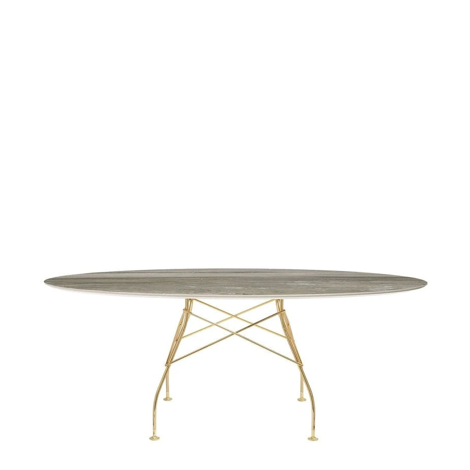 Kartell Glossy Oval Marble w Gold Frame