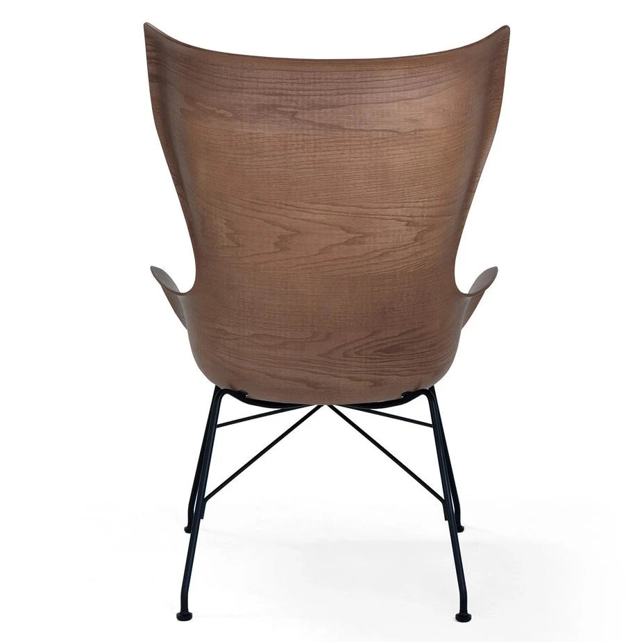 Kartell K/Wood Armchair Slatted Ash Leather Seat by Philippe Starck