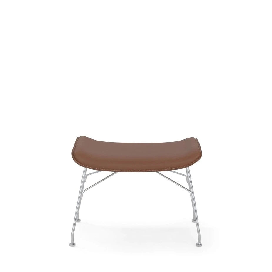 Kartell S/Wood Stool Slatted Ash w Leather by Philippe Starck