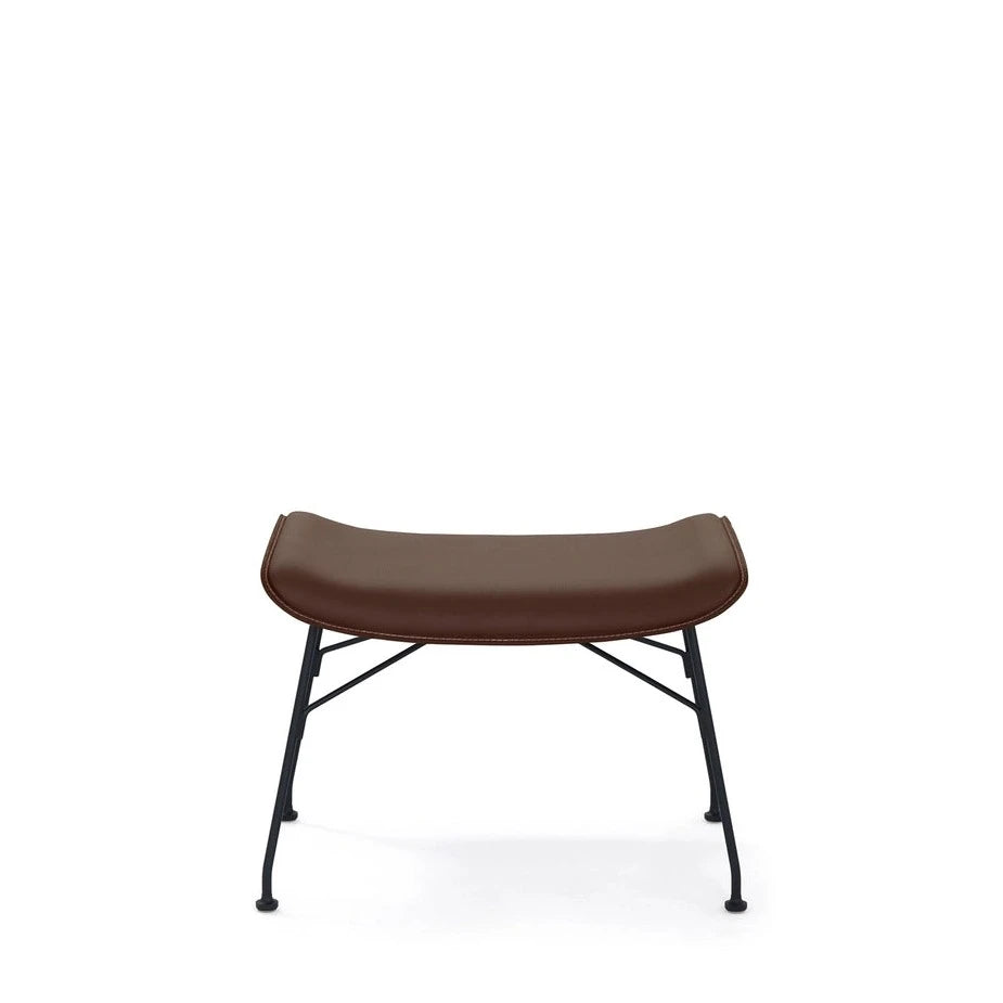 Kartell S/Wood Stool Slatted Ash w Leather by Philippe Starck