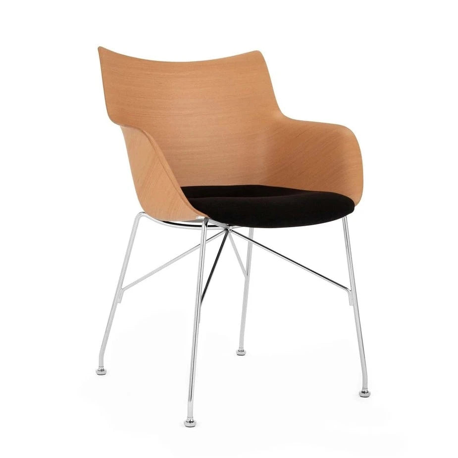 Kartell Q/Wood Armchair Soft w Chrome Frame