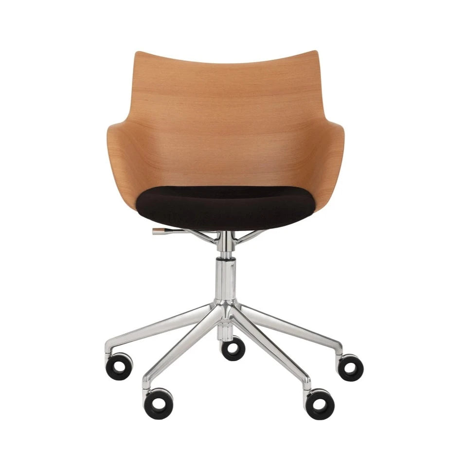 Kartell Q-Wood Office Armchair Soft w Chrome Casters