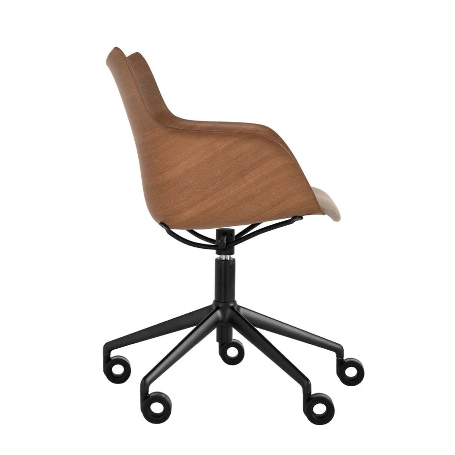 Kartell Q-Wood Office Armchair Soft w Black Casters