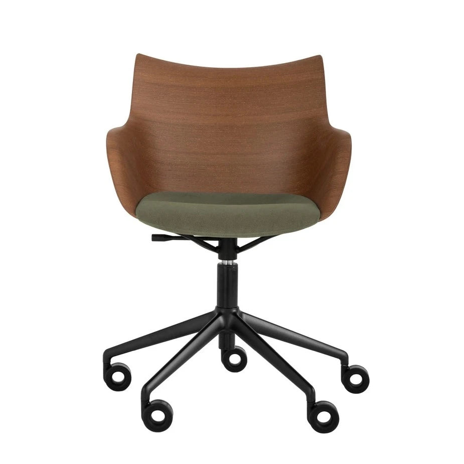 Kartell Q-Wood Office Armchair Soft w Black Casters