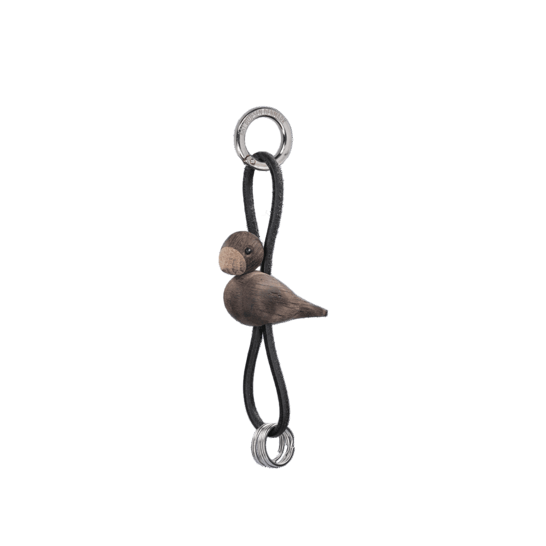 Kay Bojesen Bird Silver Keychain with Black Leather