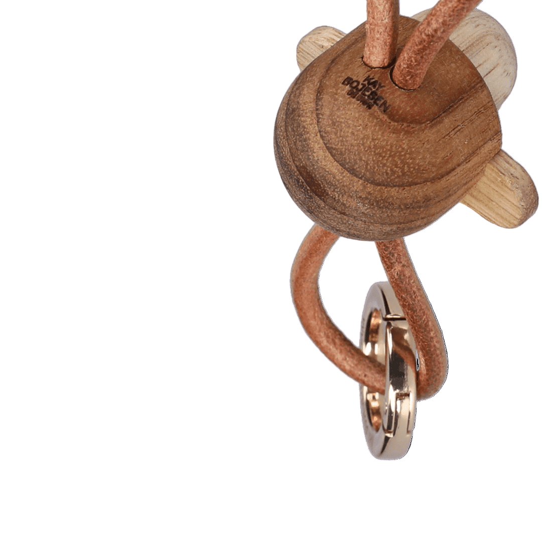 Kay Bojesen Monkey Gold Keychain with Natural Leather
