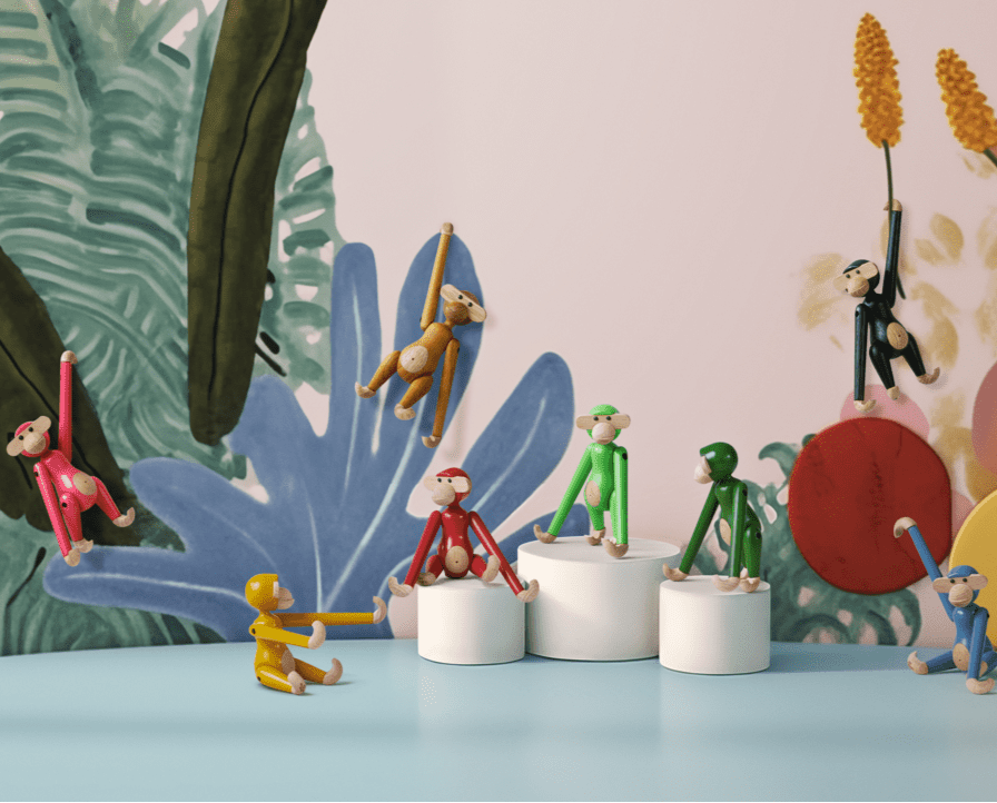 Kay Bojesen ABE Mini Monkey Wooden Figure Painted beech