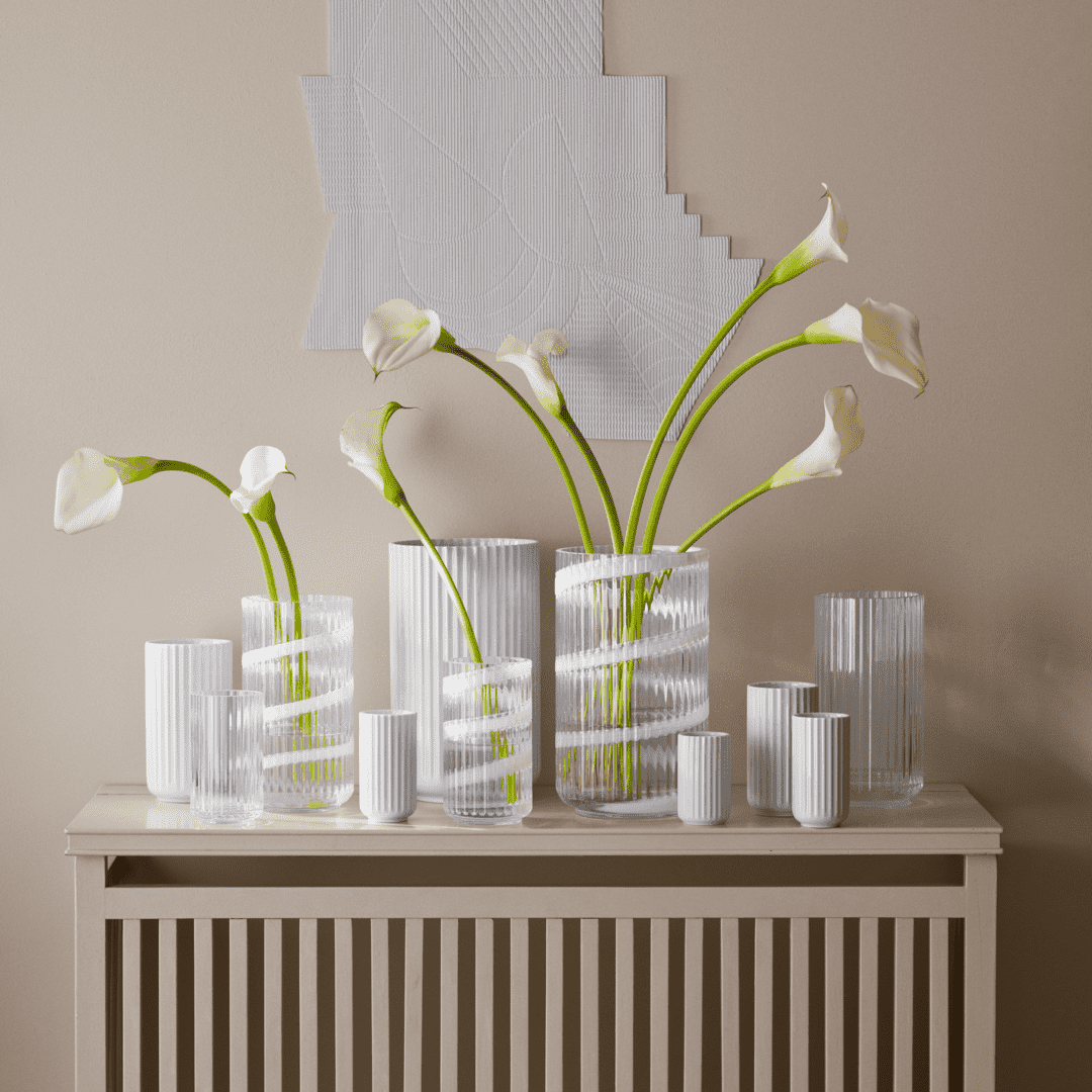 Lyngby Porcelaen Swirl White Glass Vase