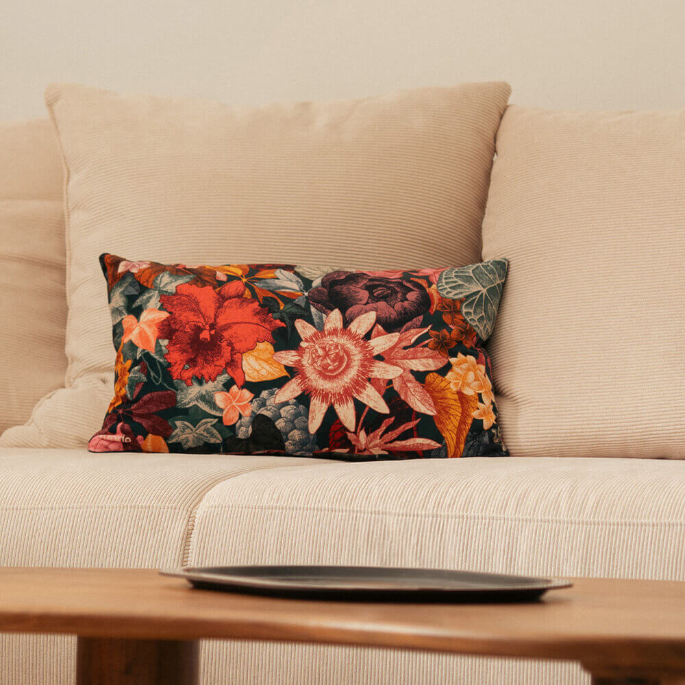 ibride Boucan Floral Velvet Cushion 30x50cm