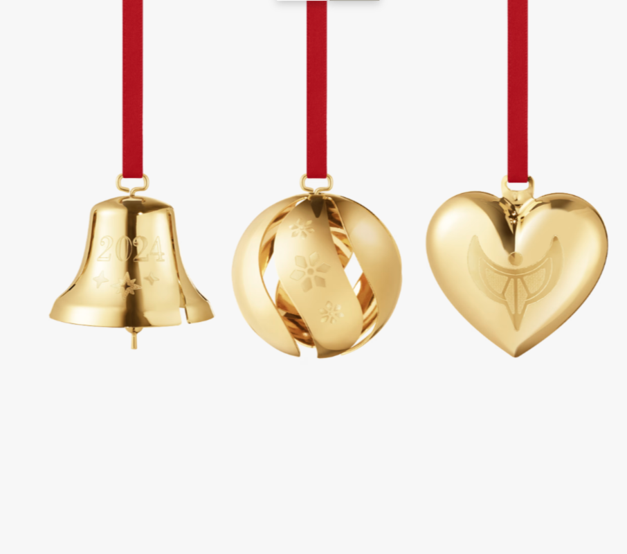 Georg Jensen Christmas Ornament Set Gold 2024 3pcs