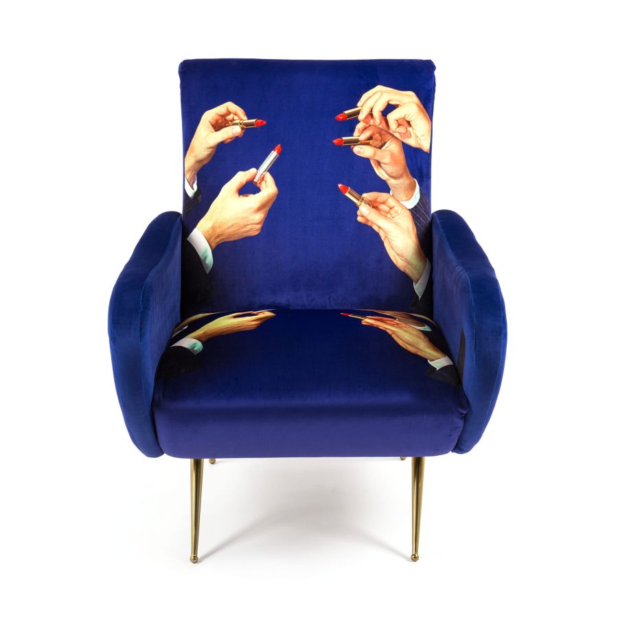 Seletti wears Toiletpaper Armchair Lipsticks Blue