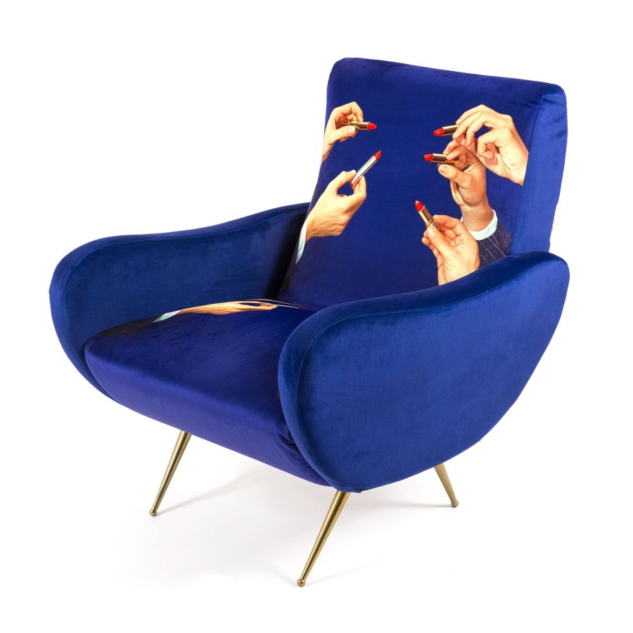 Seletti wears Toiletpaper Armchair Lipsticks Blue