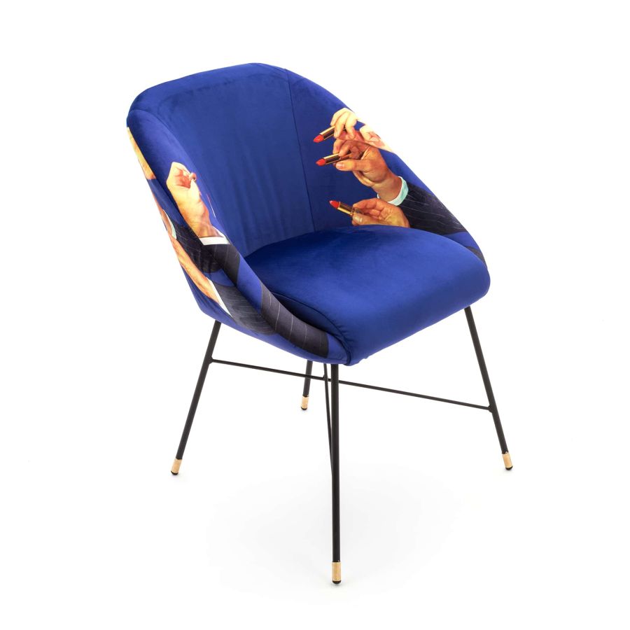 Seletti ToiletPaper Padded Chair Lipsticks Blue