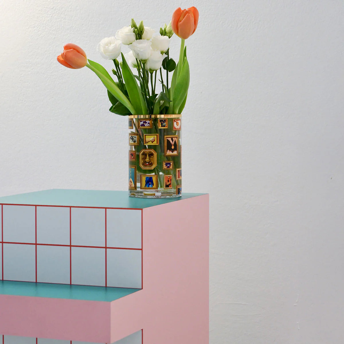 Seletti Super Side Table Red Grid