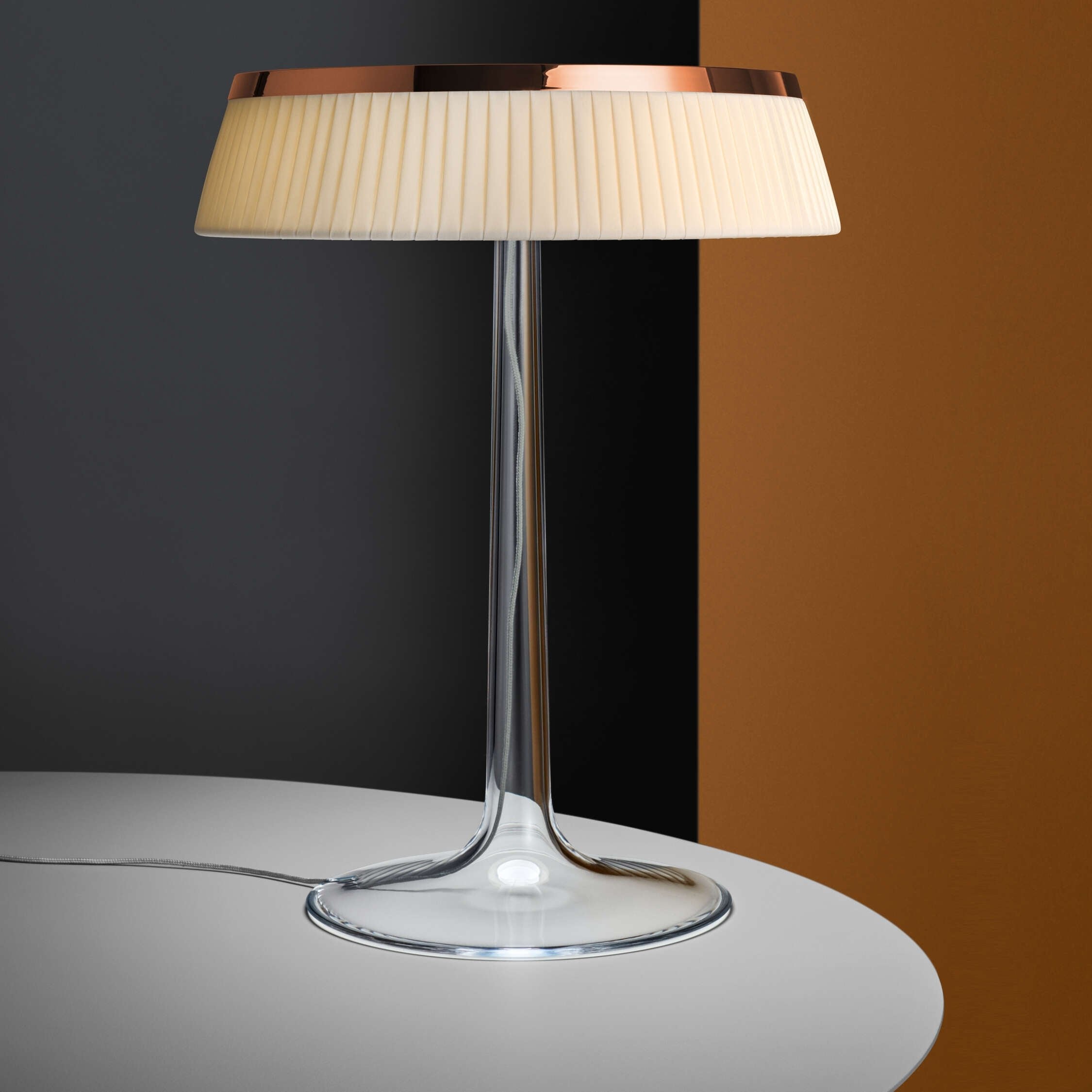 Flos Bon Jour Transparent Table Light Copper Top