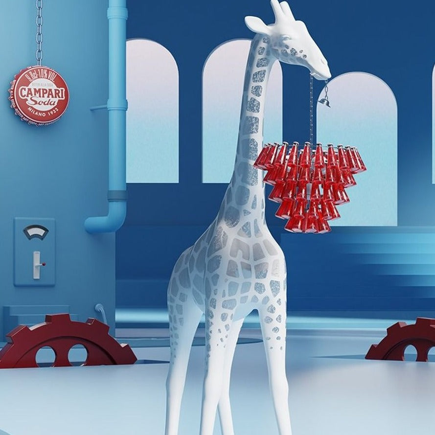 Qeeboo GIRAFFE in Love Outdoor Floor Light M CAMPARI