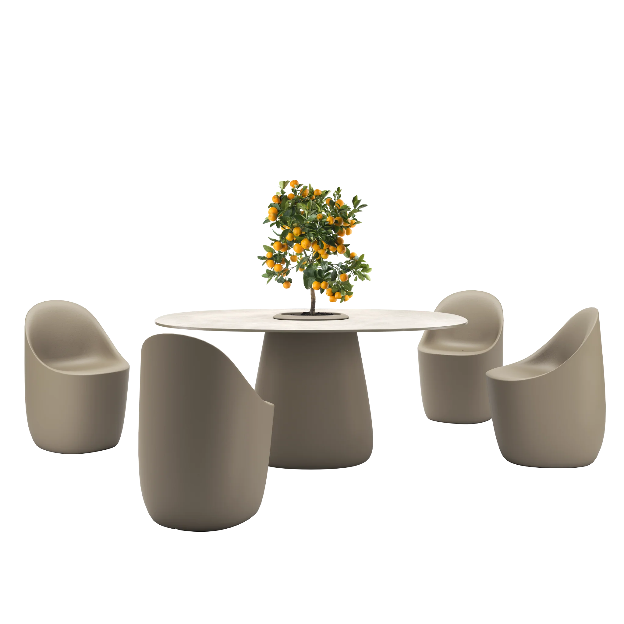 Qeeboo Cobble Table Stoneware Ivory w Bucket