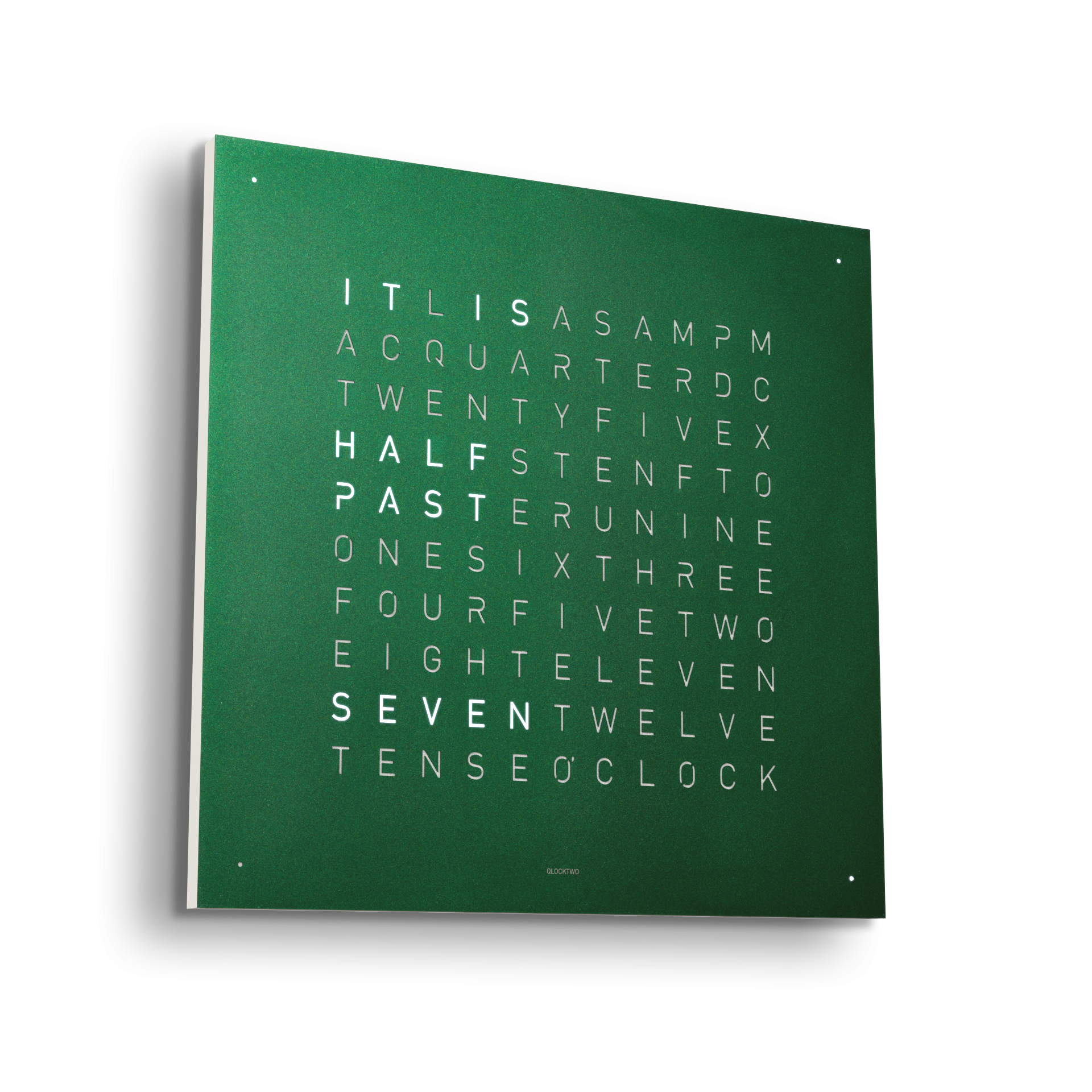 QLOCKTWO Earth 45 Clock Metal Green Velvet