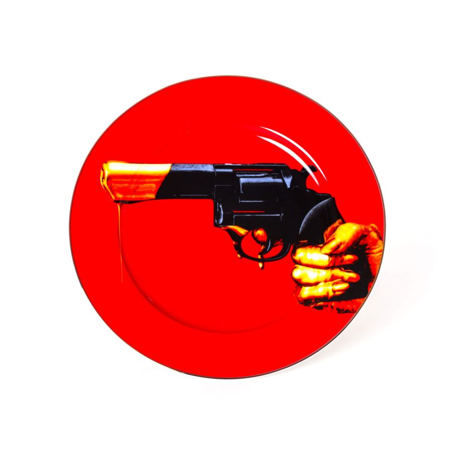 Seletti Porcelain Plate Revolver Gold Border