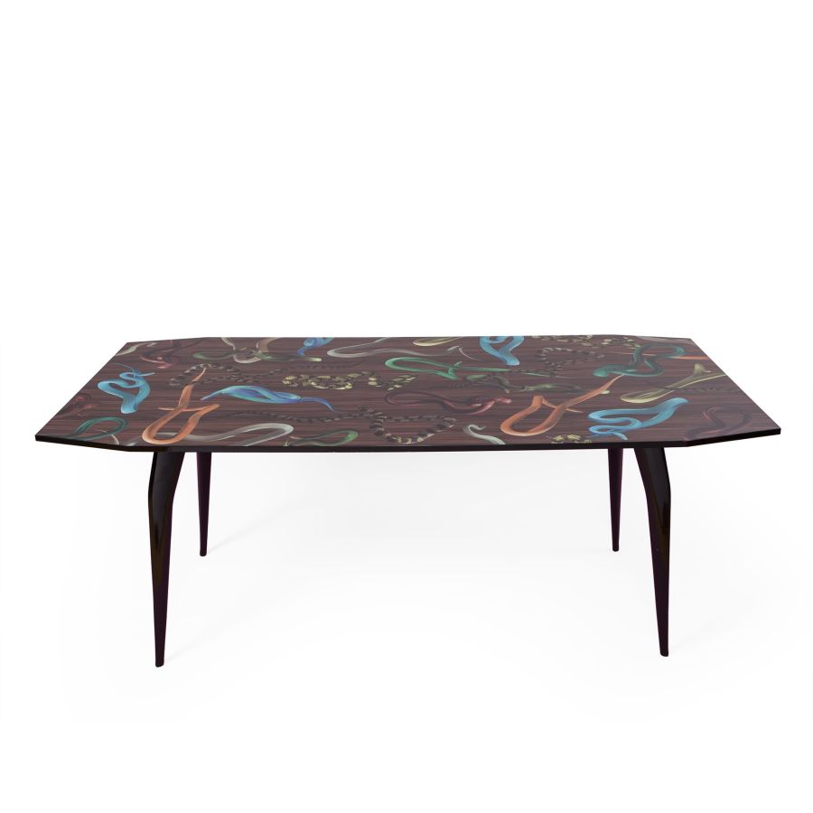 Seletti Rectangular Table Snakes on Wood