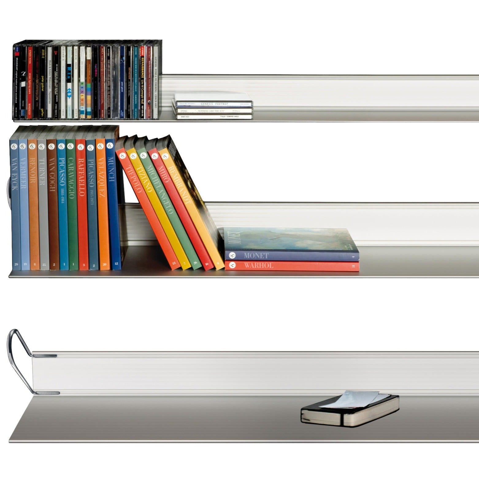 Rexite Teca Wall Shelf w Bookends by Enzo Mari