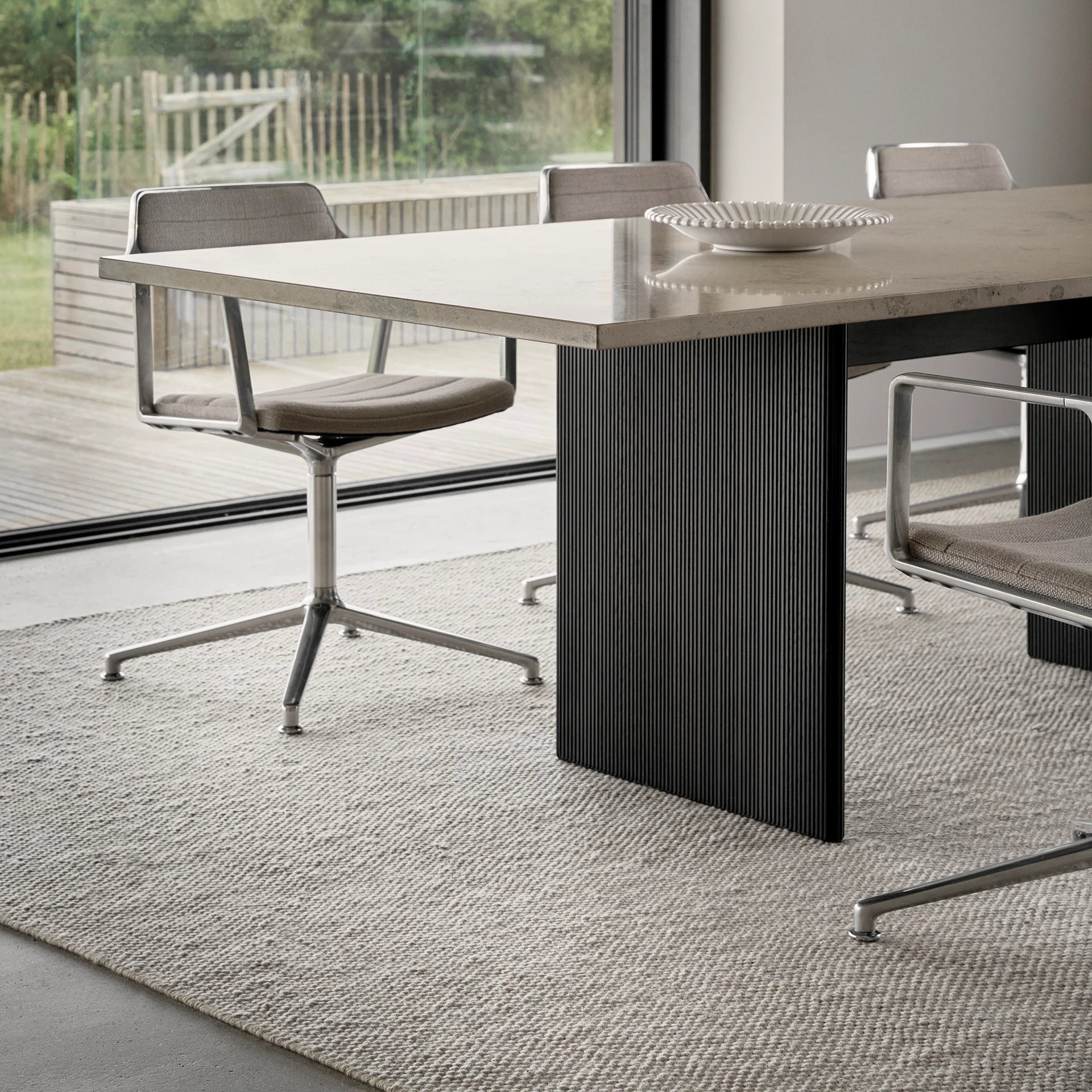 Vipp 496 Cabin Square Table Dark Oak w Limestone Top