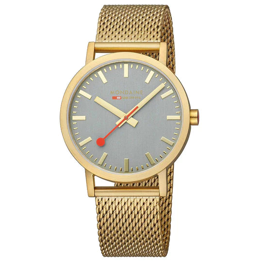 Mondaine Watch CLASSIC Gold Grey 40mm