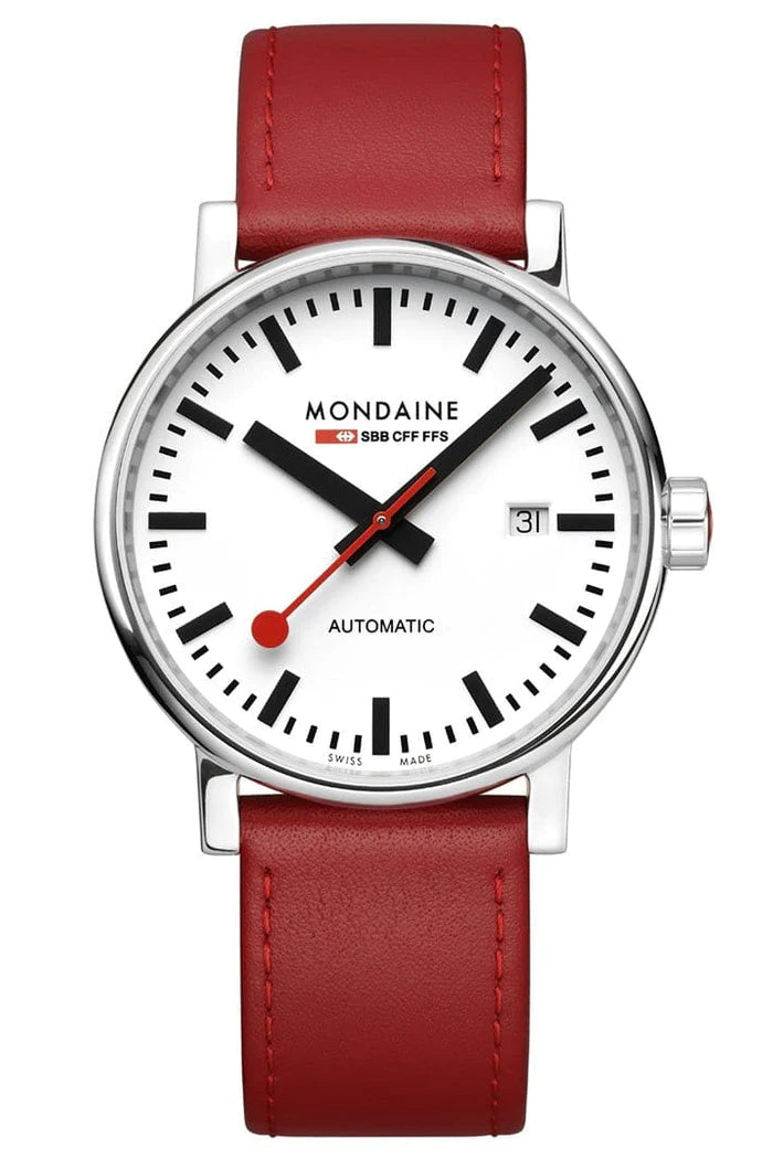 Mondaine Automatic Watch EVO2 Red Leather 40mm