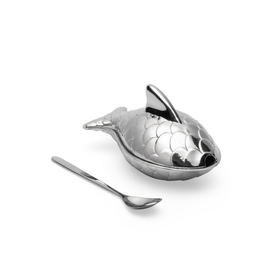 Alessi Colombina Caviar Salt Cellar Fish w Spoon | Panik Design