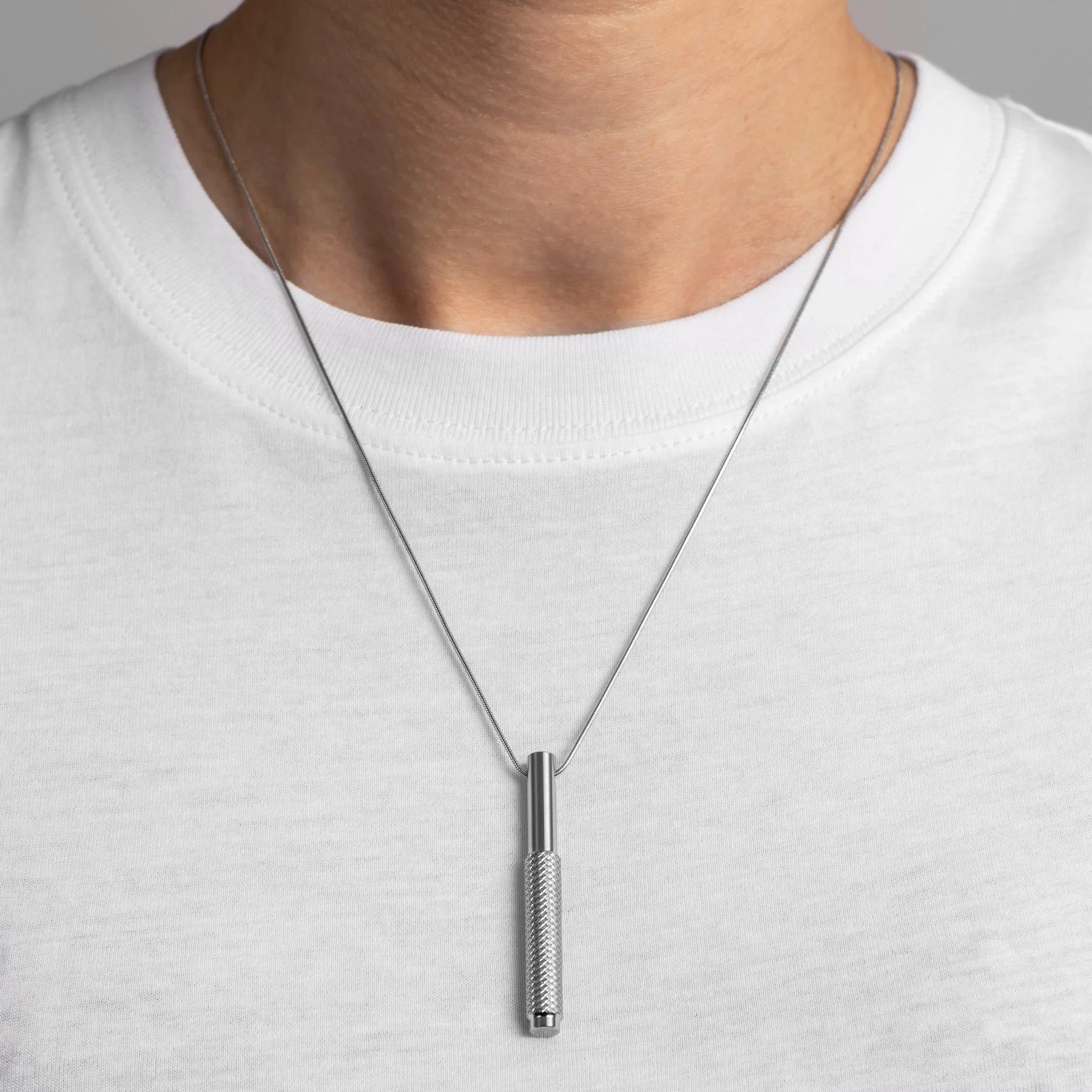 Buster and Punch Necklace w Vertical Machined Pendant | Panik Design