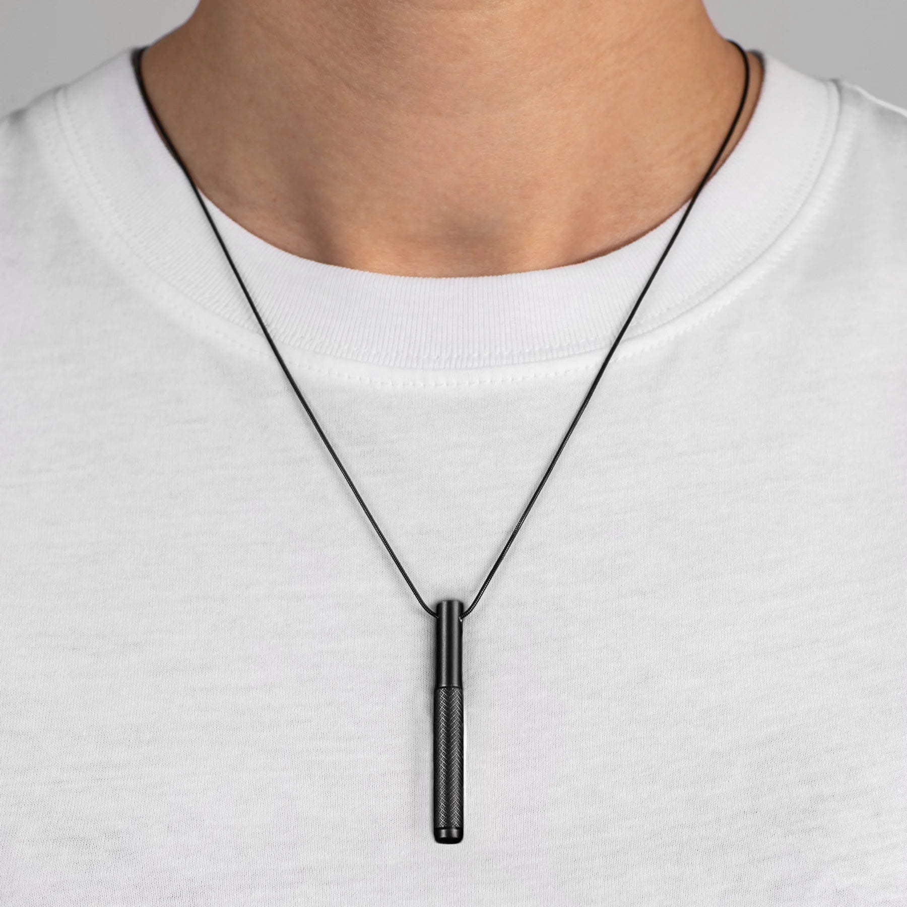 Buster and Punch Necklace w Vertical Machined Pendant | Panik Design