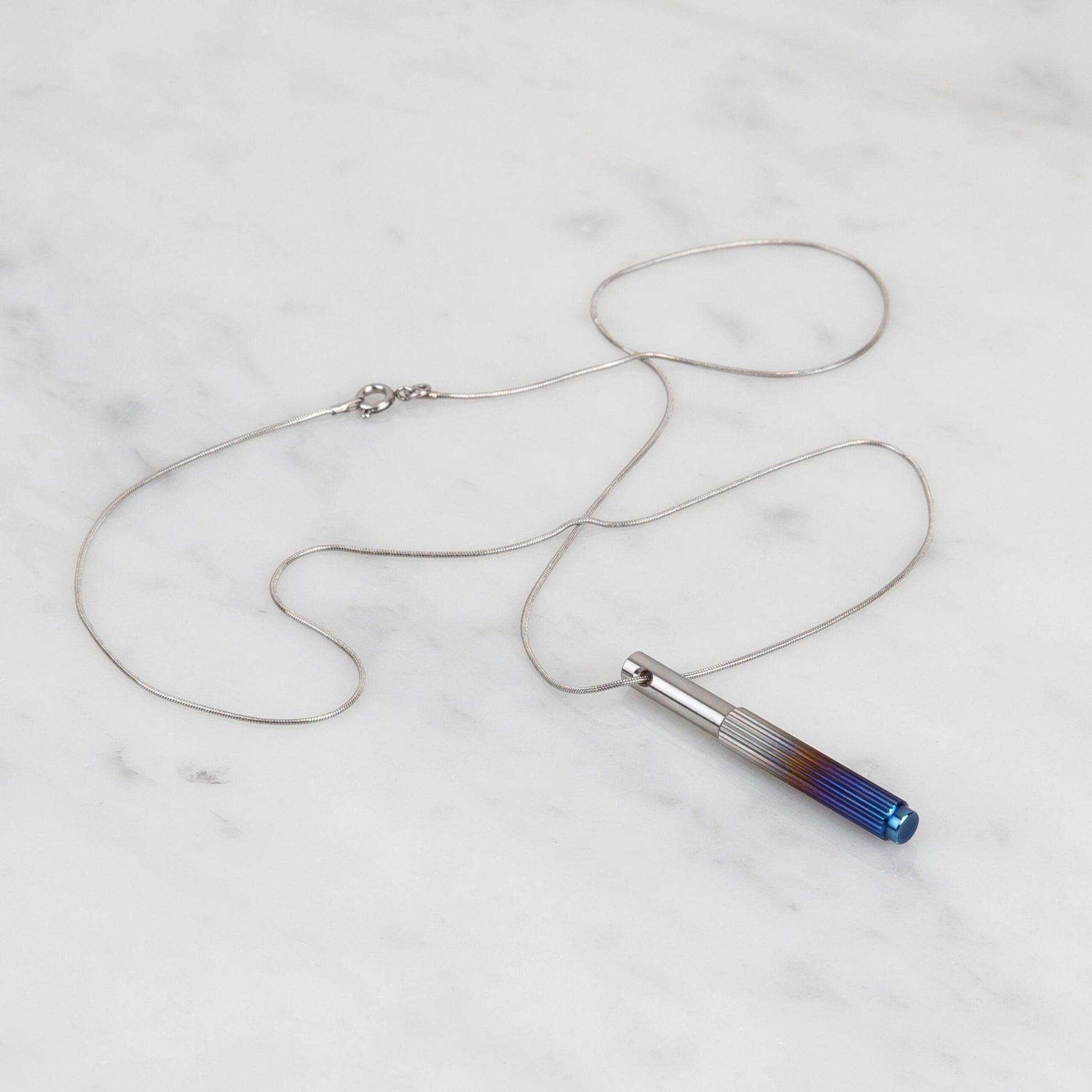 Buster and Punch Necklace w Vertical Machined Pendant | Panik Design