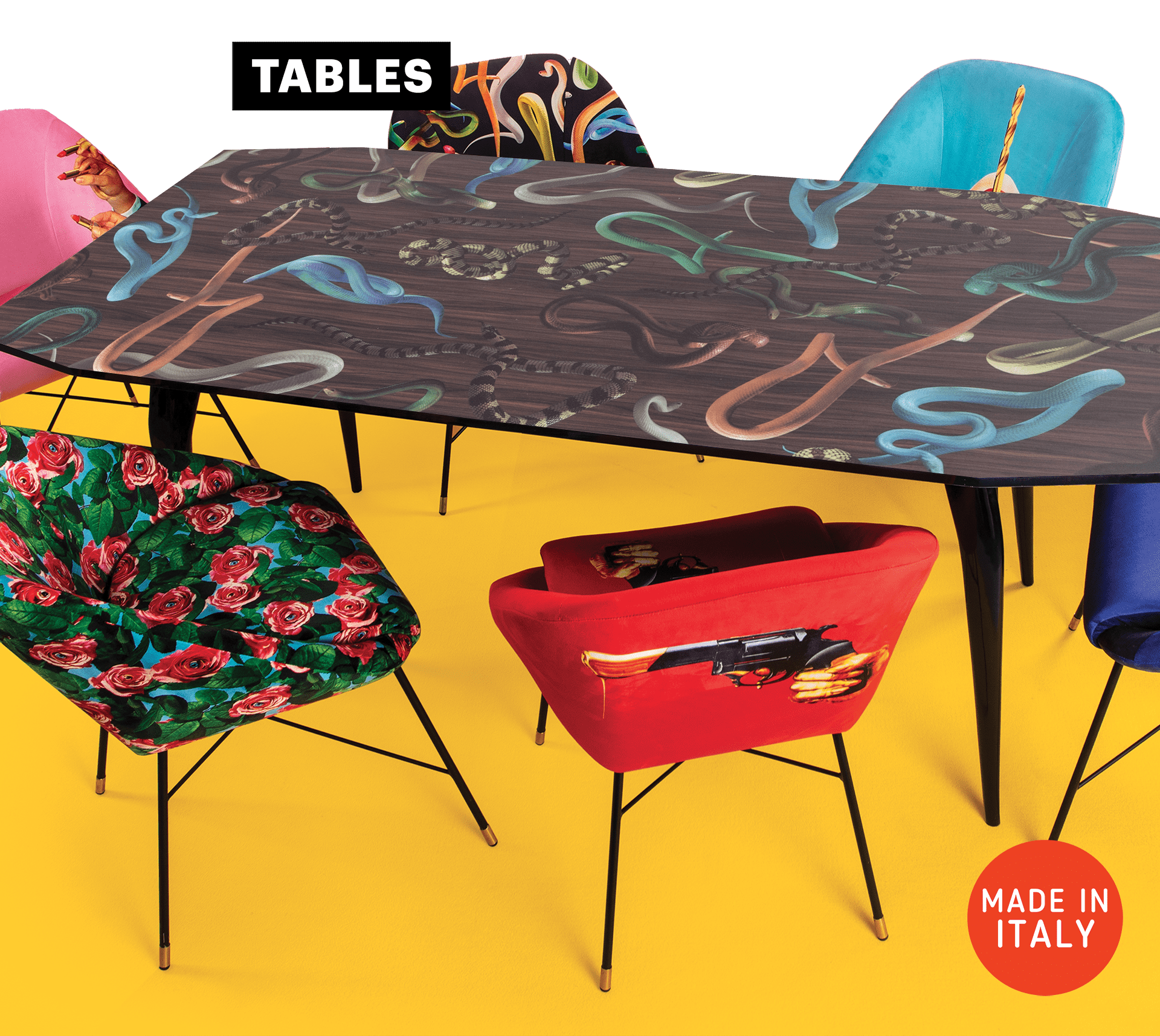 Seletti Snakes On Wood Table